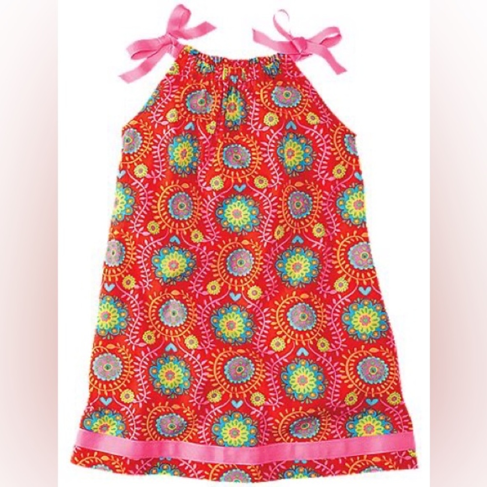 Hanna Andersson Red and Pink Multi-Colored Kids Pillowcase Dress